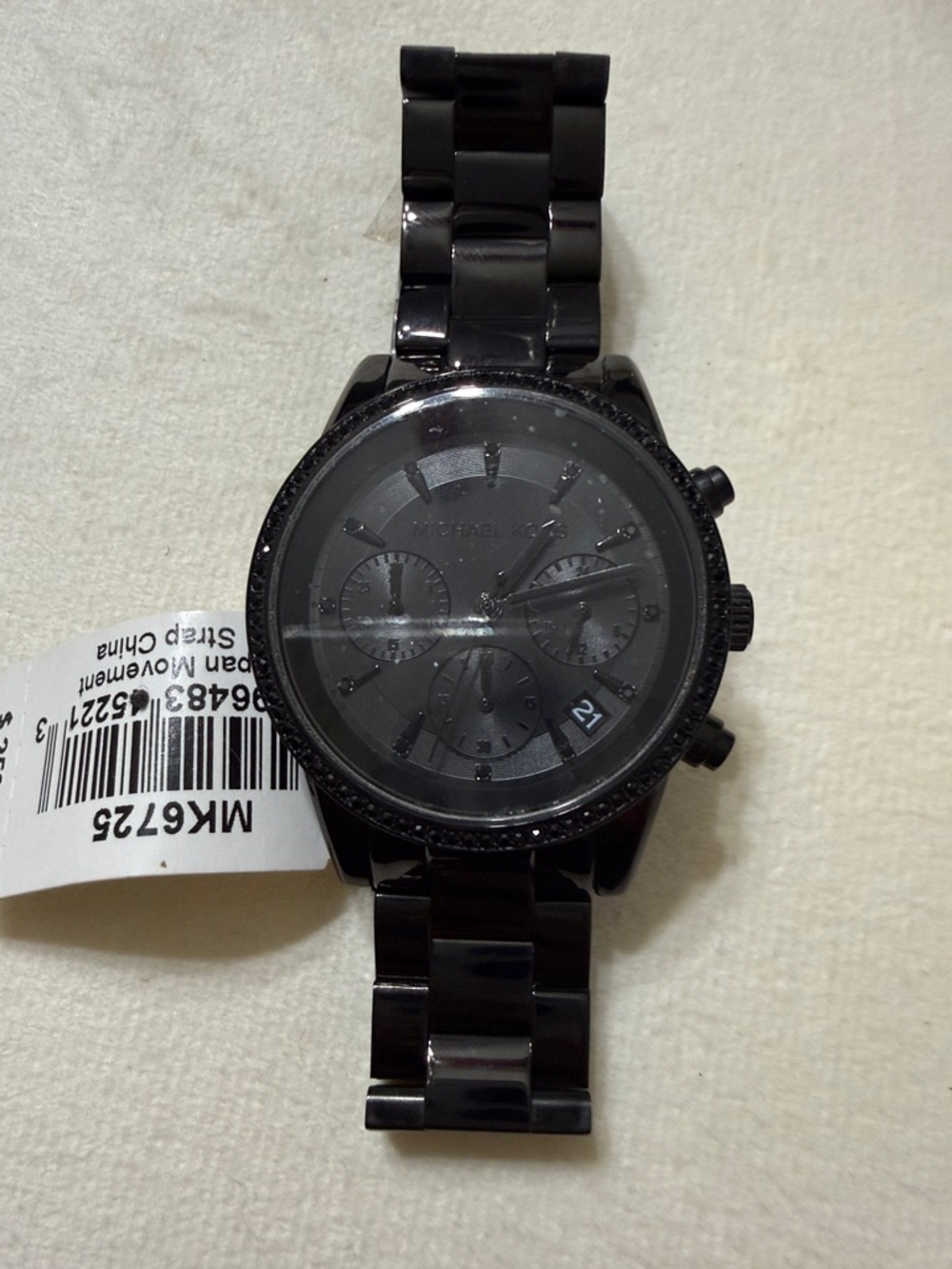 Michael Kors Black Crystal-Accent Chronograph Bracelet Watch - Picture 3 of 10